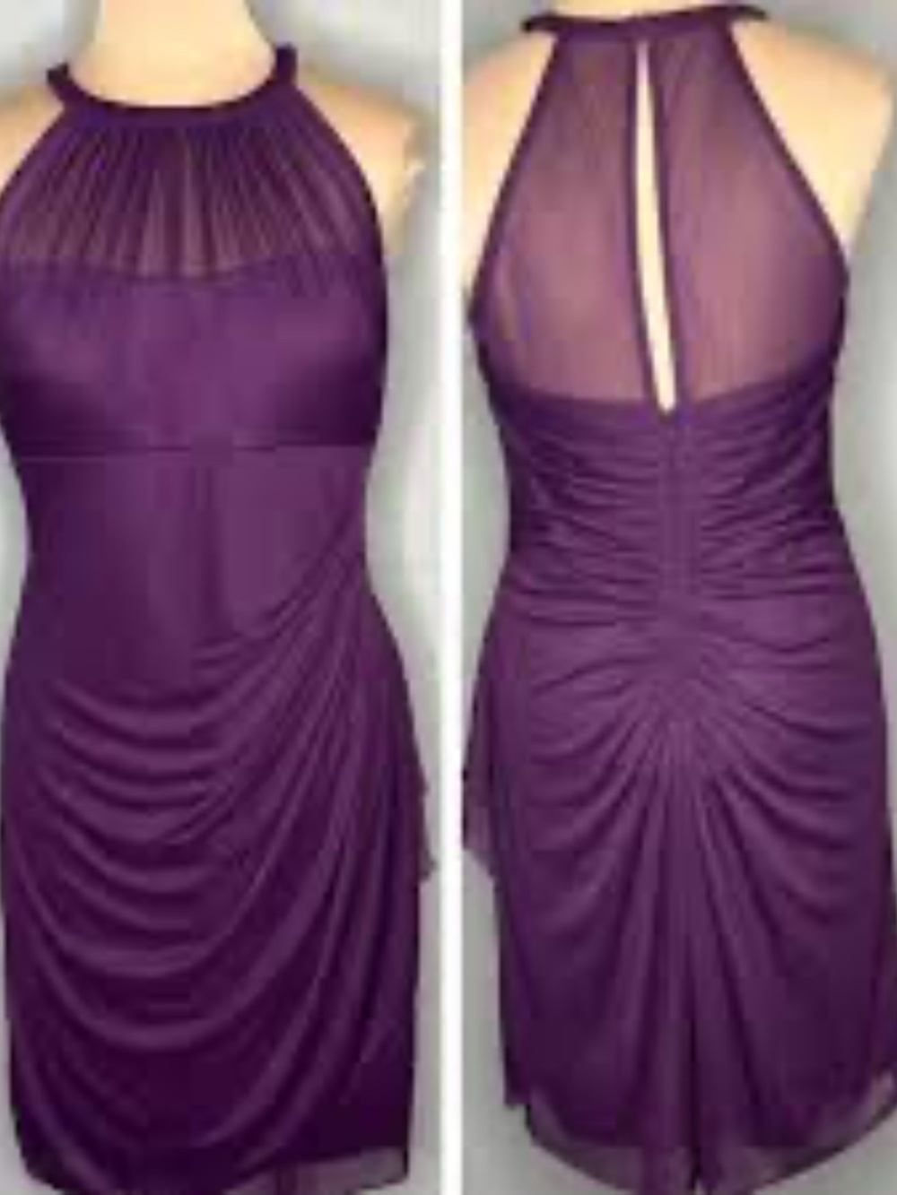 High-Neck Mesh Dress with Side Cascade